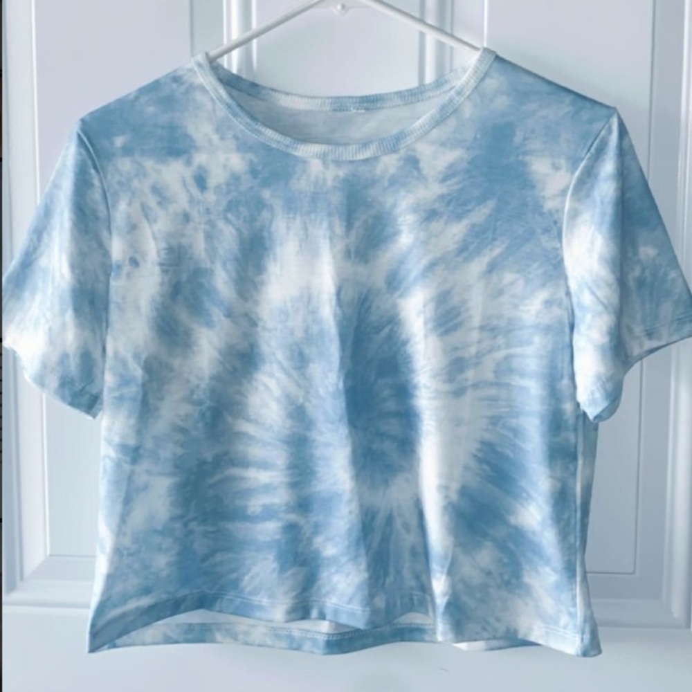 Blue and white tie die shirt